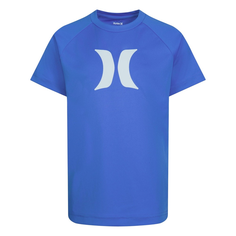 NWT Hurley Boys Blue UPF 50+ Short Sleeve Rash Guard Swim Shirt Size 4T